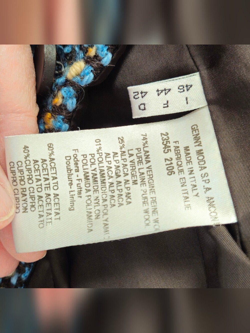 RARE VINTAGE GENNY ITALY MULTICOLOR TWEED BLAZER JACKET - Picture 6 of 7